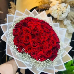 Red Rose Bouquet with baby’s breath