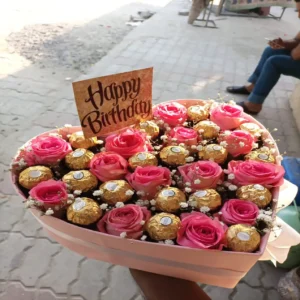 Imported Flower & Chocolate Box with Greeting Card