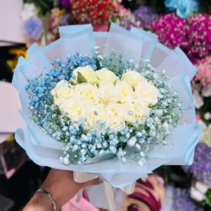 Snowy Petals & Baby Breath Bouquet