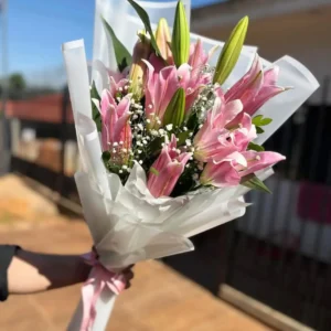 Lillies and Baby's Breath Bouquet
