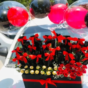 Red Rose Chocolates Balloons Box