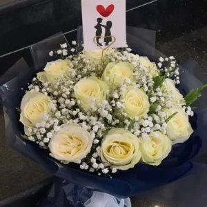 Timeless Romance Classic White Rose Bouquet