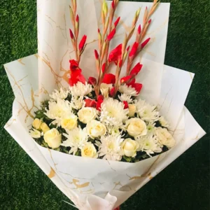 Gilded Ivory & Crimson Bouquet