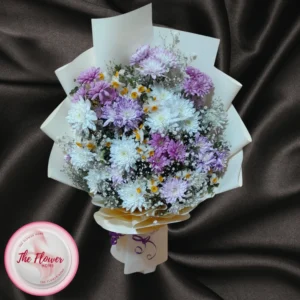 Serene Lavender and White Chrysanthemum Bouquet