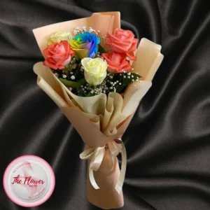 Radiant Rainbow Rose Celebration Bouquet