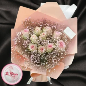 Blush Rose & Pink Gypsophila Dream Bouquet