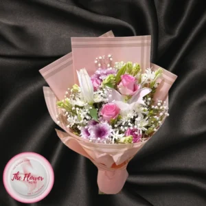 Pink Rose and Lily Meadow Bouquet