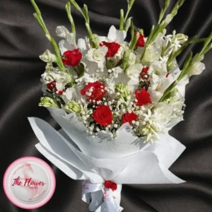 Scarlet Passion and White Bloom Luxe Bouquet