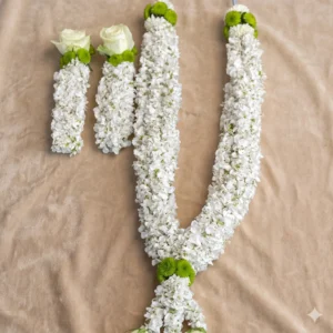 Elegant White and Green Fresh Floral Garland Set