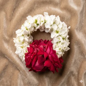 Elegant White and Red Rose Floral Gajra