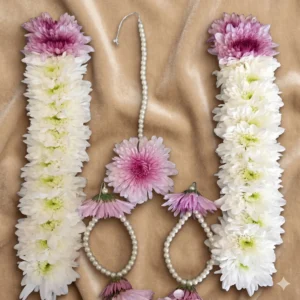 Elegant White and Purple Floral Bridal Set