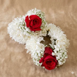 Classic Red Rose and White Floral Wrist Garlands