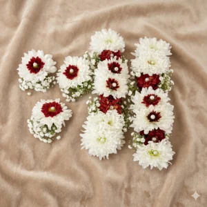 Elegant White and Maroon Fresh Floral Jewelry Set