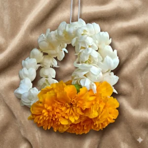 Elegant White Bud and Yellow Marigold Floral Gajra