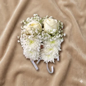 Elegant White Rose and Chrysanthemum Floral Accessories