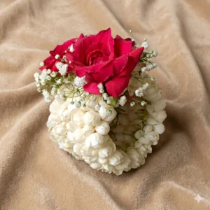 Classic Red Rose and White Jasmine Floral Bracelet